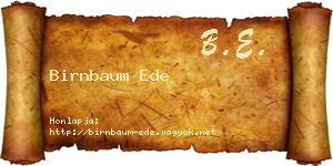 Birnbaum Ede névjegykártya